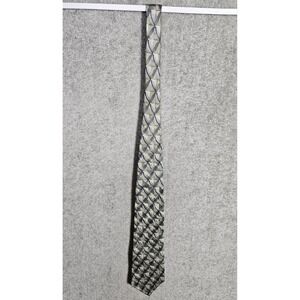 Vintage Milano Uomo Silk Tie Made in USA Geometric Green Blue Gray Brown Pointed